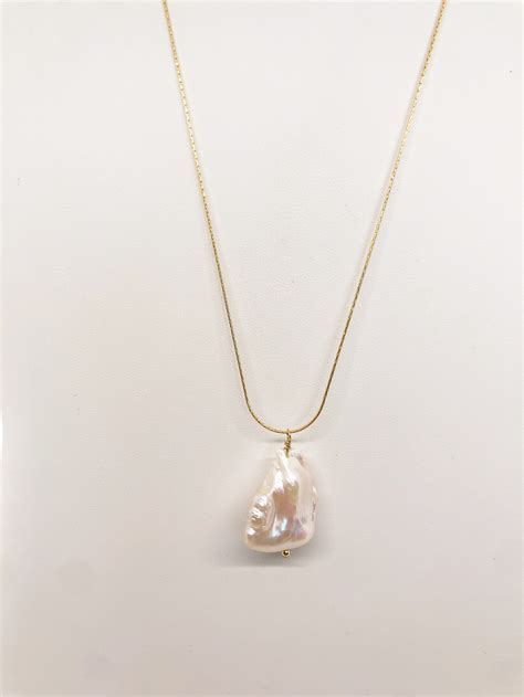 Baroque Pearl Drop Necklace 14k Gold Filled 16x19 19x22 Etsy