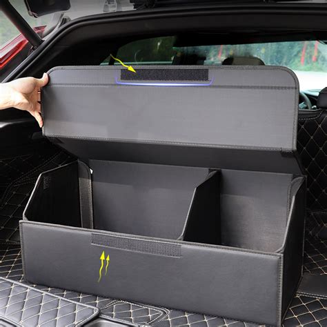 Soga Leather Car Boot Collapsible Foldable Trunk Cargo Organizer Portable Storage Box Black