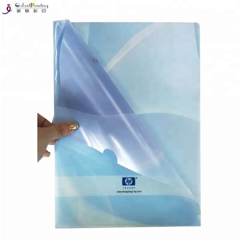 Custom Design Printing A4 Plastic Clear L Shape Pp Pvc File Folder