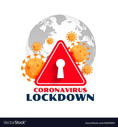 Coronavirus Global Lockdown Symbol With Virus Vector Image