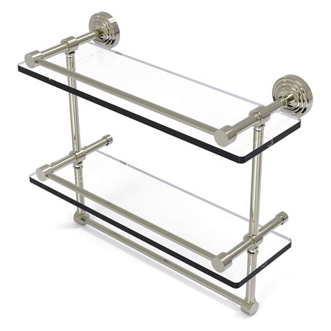 16 In Gallery Double Glass Shelf With Towel Bar In Polished Nickel