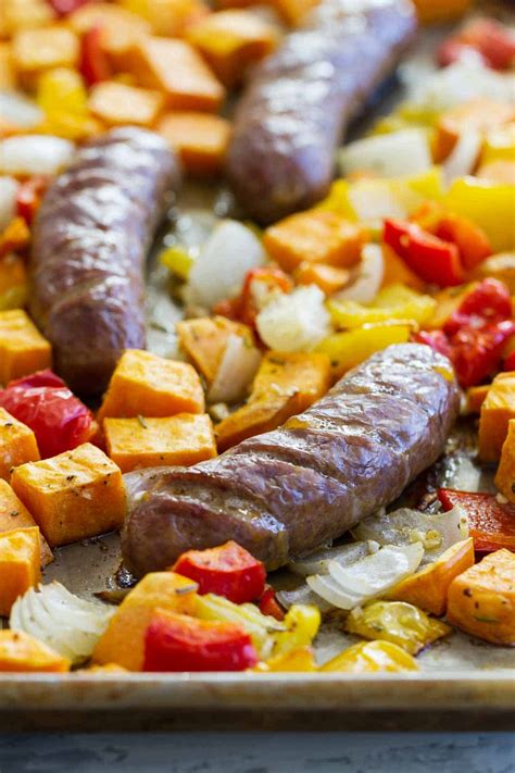Sheet Pan Sausage And Peppers With Sweet Potatoes Taste And Tell