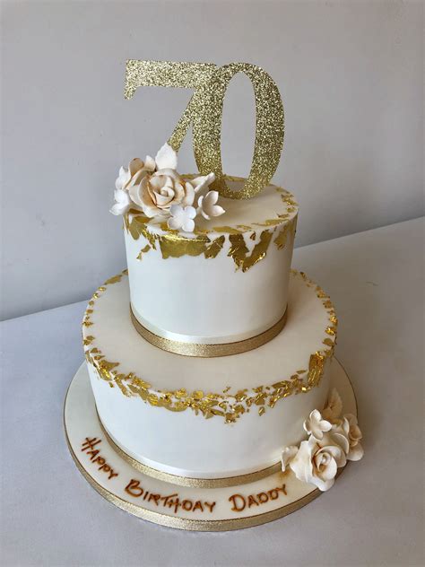 Gold Leaf 70th Birthday Cake Cake Designs Birthday 70th Birthday