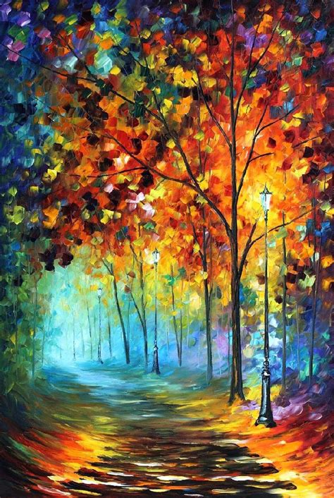 Colorful Art Forest Painting On Canvas By Leonid Afremov Fog
