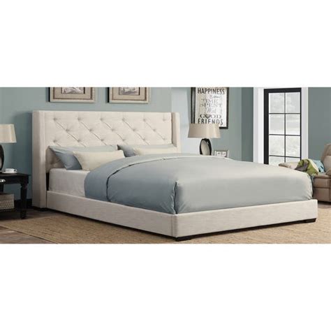 Cream Wingback Button Tufted King Size Upholstered Bed Overstock 11589952