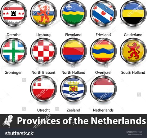 flags provinces netherlands vector image stock vector royalty free 1778197328