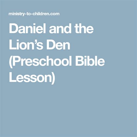 Daniel And The Lions Den Preschool Bible Lesson Preschool Bible