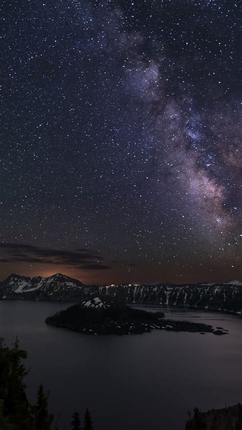 Wallpaper Mountains Night Lake Sky Stars Milky Way Moonlight