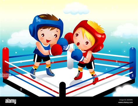 Cartoon Illustration Two Boys Fighting Hi Res Stock Photography And
