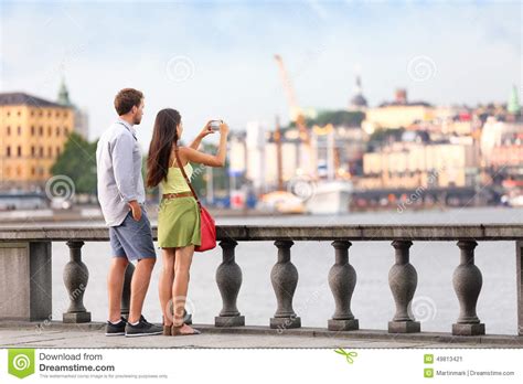 Travel Tourists People Taking Photos In Stockholm Stock Image Image
