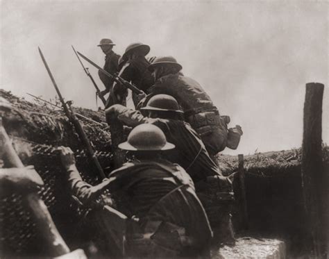 Allied Soldiers Climb Out Of The Defensive Trench To Engage In Battle
