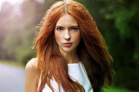 Women Women Outdoors Face Redhead Long Hair Ebba Zingmark Model