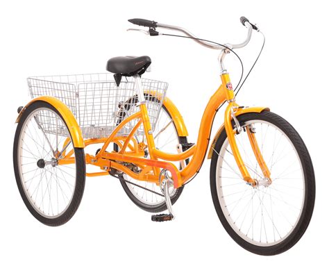 schwinn meridian adult tricycle 26 inch wheels rear storage basket orange