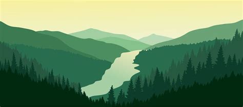Green Mountain Landscape With The River In The Valley Wall Mural
