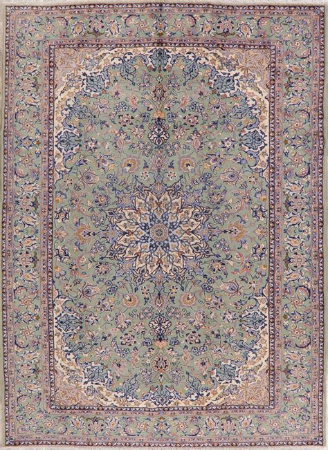 Vintage Green Floral Najafabad Persian Area Rug 8x11