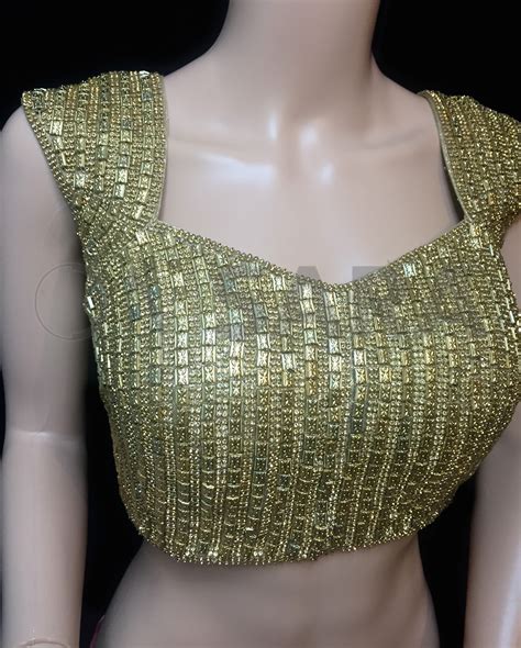 Designer Gold Studded Stone Work Blouse Ready To Ship Readymade