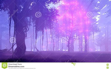 Magic Tree In Misty Night Forest 4k Animation Stock Video Video Of