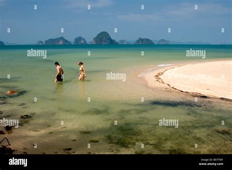 Tubkaek Beach With Karst Isles Protected In A National Park In The