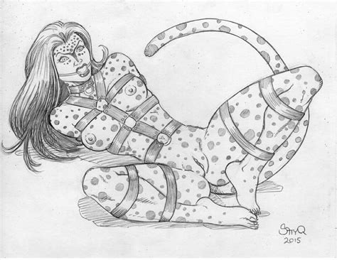 Dc Comics Cheetah From Wonder Woman Nude Bondage Pencils By Satyq