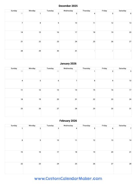 December 2025 To February 2026 Calendar Printable