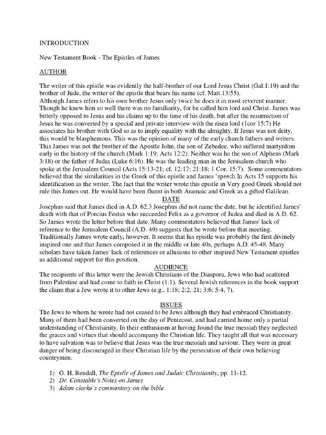 Outline Of The Book Of James Pdf Epistle Of James Acts Of The