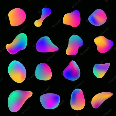 Premium Vector Abstract 3d Gradient Shapes Set On Black Background