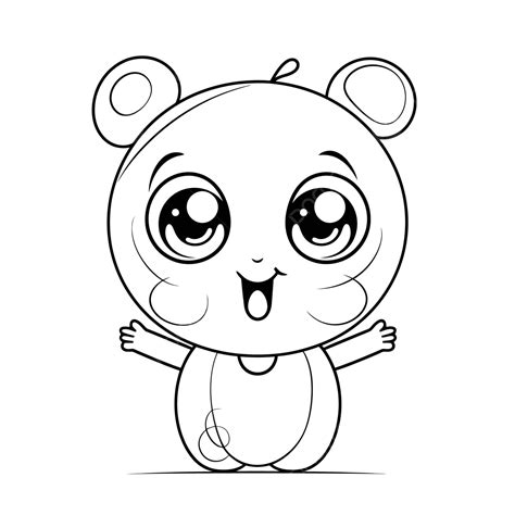 Cute Baby Panda Drawing For Kids For Free Coloring Page Outline Sketch