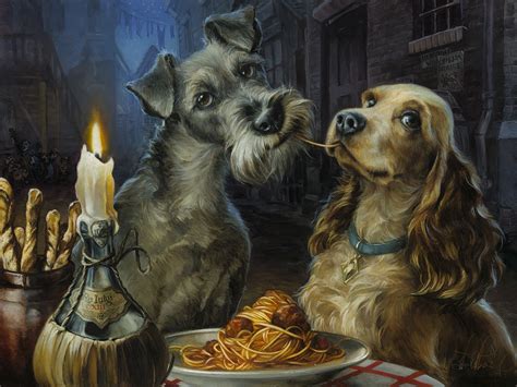 Bella Notte Lady And The Tramp Embellished Giclee On