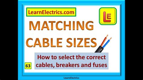 MATCHING CABLE SIZE TO CIRCUIT BREAKER SIZE How To Select The Correct