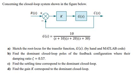 Solved Concerning The Closed Loop System Shown In The Figure Chegg Com