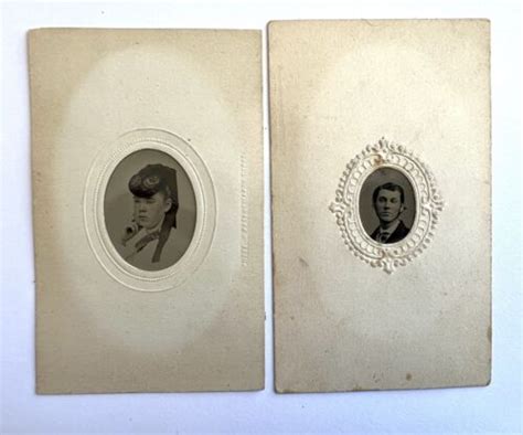 him and her jewel size tintype cdv antique photo civil war ebay