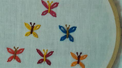 Hand Embroidery Tutorial Simple Butterfly Design Youtube