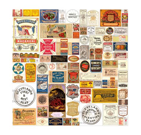 Vintage Food Labels Kit 85 Printable Vintage 1890s Food Etsy