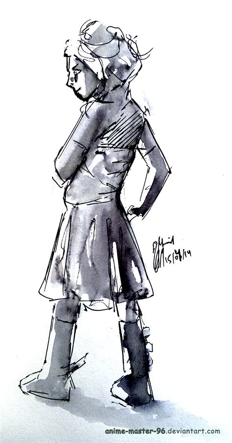 먹의 농담을 이용하여 표현한 그림 (ko); Ink and wash - figure by anime-master-96 on DeviantArt