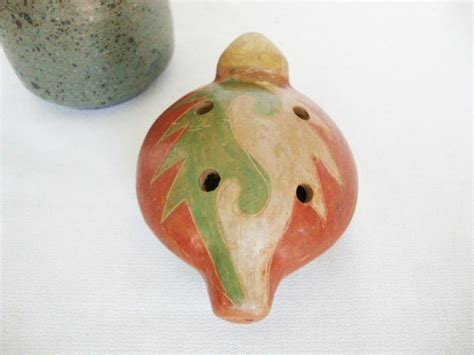 vintage pottery whistle turtle horned toad mexican ocarina