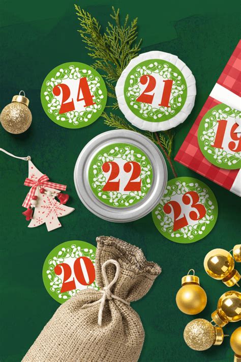 Printable Green Advent Calendar Numbers 1 25 Ornate Circles 369891
