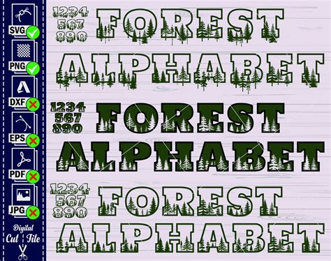 Forest Font Letters Svg Cut Files For Cricut For Silhouette Etsy Canada
