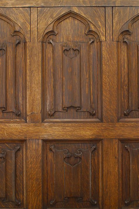 Pair Of English Victorian Gothic Oak And Mahogany Doors Wooden