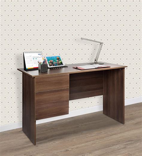Buy Award Study Table With Drawers In Acacia Dark Matt Finish By Delite