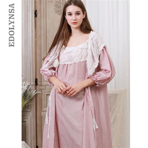 Victorian Robe Gown Set Autumn Women Sleepwear Vintage Peignoir Set