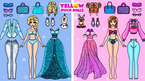 Paper Dolls Elsa Anna Dress Up Clothes For Dolls YouTube Paper