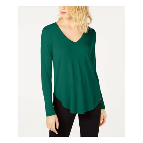 Inc Inc Womens Green Long Sleeve V Neck Hi Lo Top Size Xs Walmart