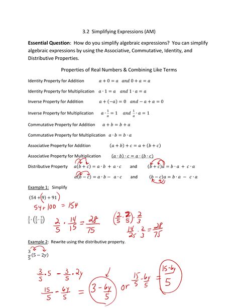 Simplifying Expressions Notes