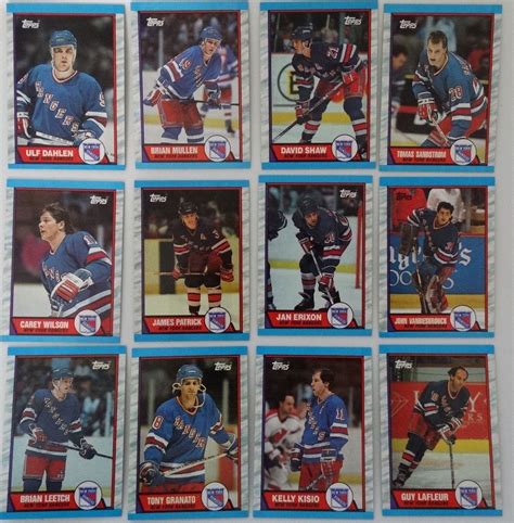 1989 90 Topps New York Rangers Team Set Of 12 Hockey Cards