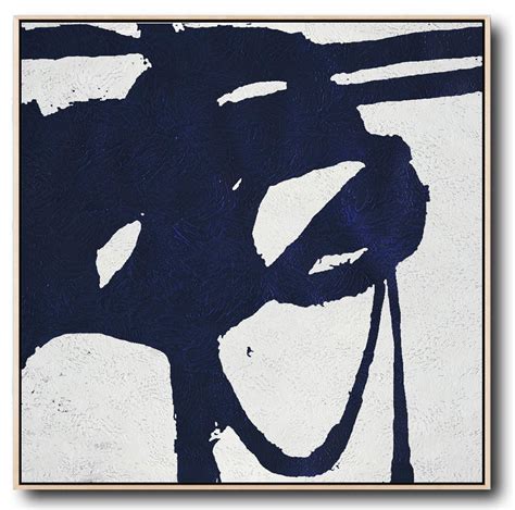 Extra Large Acrylic Painting On Canvasminimalist Navy Blue And White
