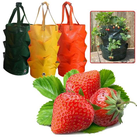 Tureclos Plastic Planter Bag Flower Herb Strawberry Hanging Planter