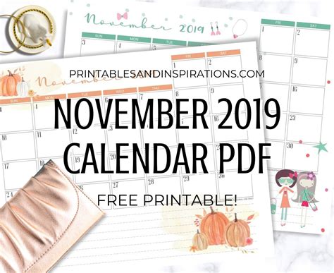 November 2019 Calendar Free Printable Printables And Inspirations