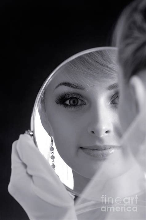 Beautiful Woman In Bridal Veil Looking At A Mirror Photograph By Maxim