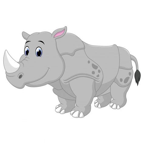 Una Caricatura De Rinoceronte Grande Aislada En Blanco Vector Premium