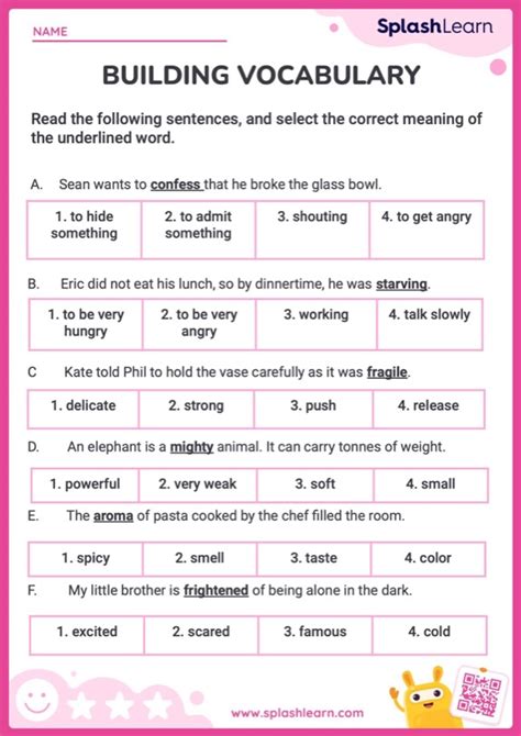 Building Vocabulary With Context Clues Ela Worksheets Splashlearn